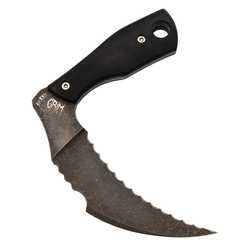 Фото Нож Barmaley Knives Грим BW серрейтор, сталь AUS-10Co, рукоять G10, черный