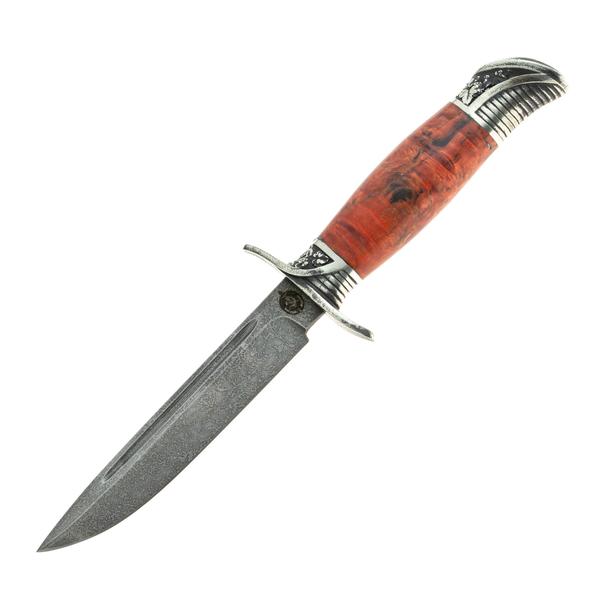 Нож Финка НКВД, сталь булат, стабилизированная красная карельская береза нож скинер сталь х12мф карельская берёза