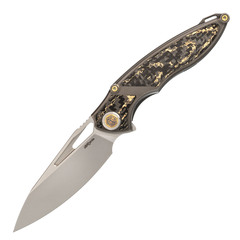 Фото Нож складной RK1902s Rikeknife, сталь M390, рукоять Gold Carbon fiber
