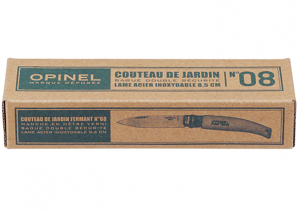 фото Складной нож opinel №8, садовый, нержавеющая сталь sandvik 12c27, бук, 133080, коробка