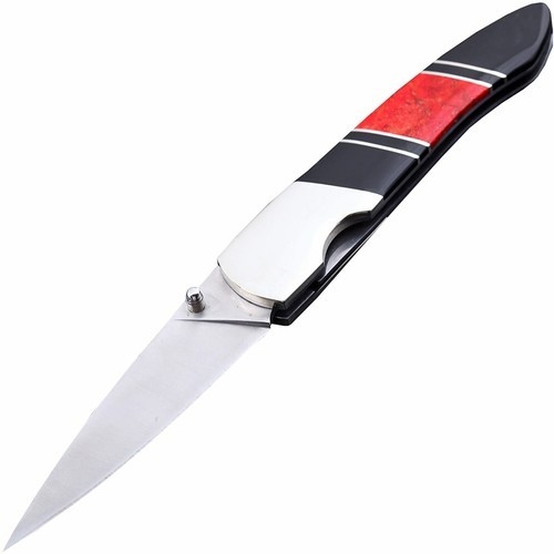 Складной нож Santa Fe Gemstone Exotics 4", сталь 12С27, рукоять гагат/красный коралл/стабилизированная древесина от Ножиков