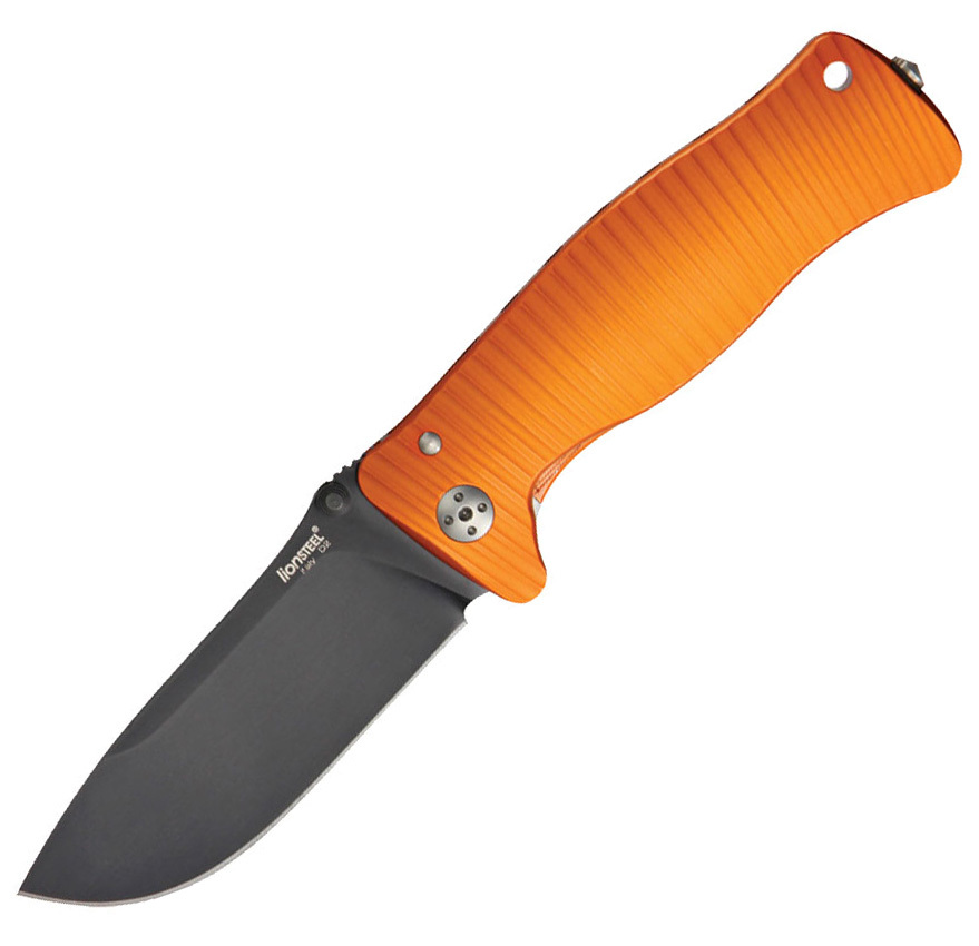 Нож складной LionSteel SR1A OB ORANGE, сталь D2 Black Finish, рукоять алюминий (Solid®), оранжевый
