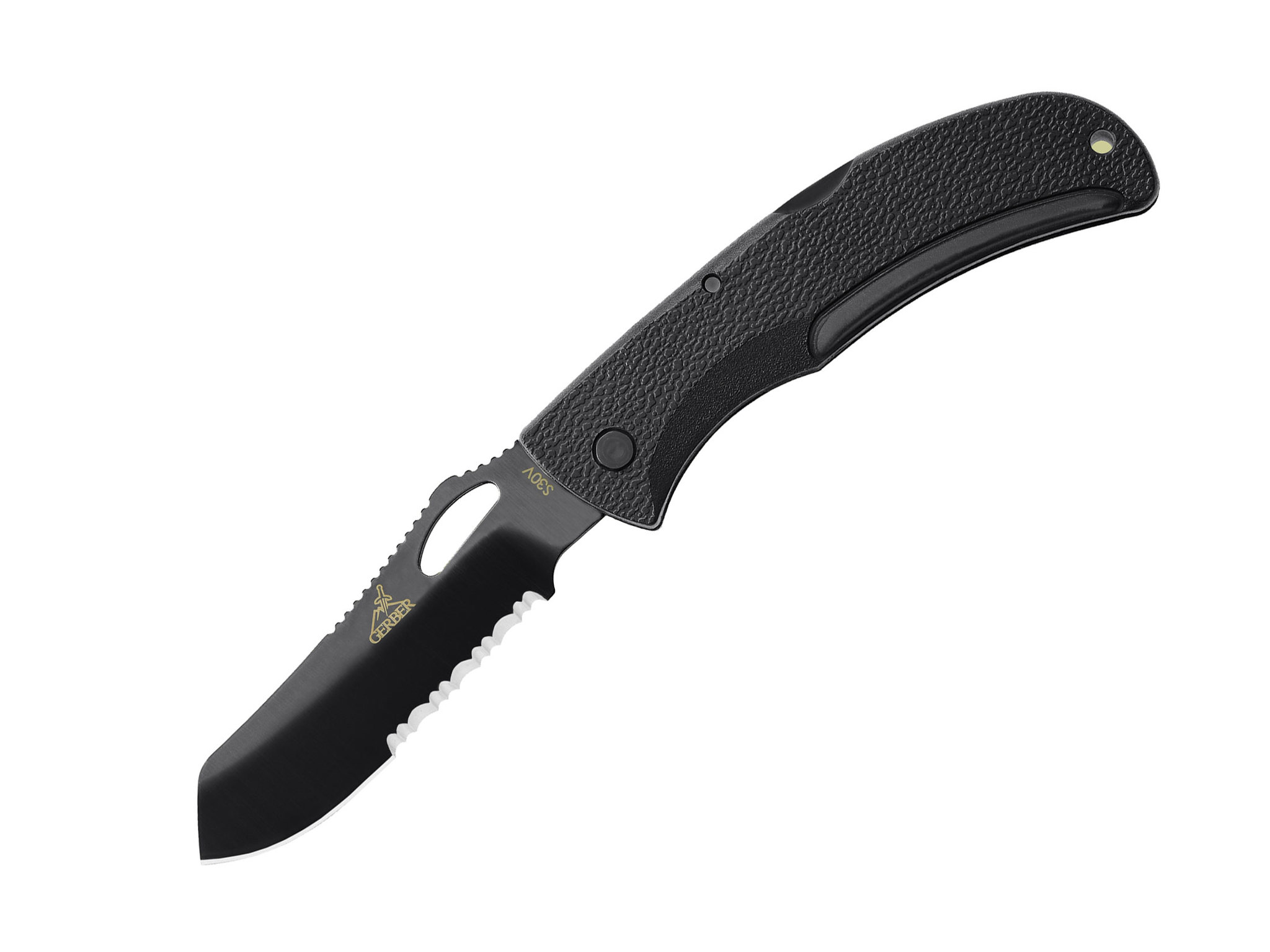 Складной нож Gerber E-Z Out Black, сталь CPM-S30V, рукоять термопластик GRN нож gerber freescape paring knife сталь 7cr17mov black oxide coating рукоять резина 31 002886