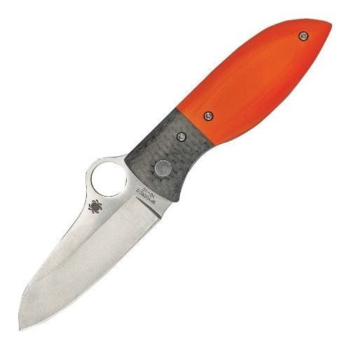 фото Нож складной peter carey design firefly™ spyderco 184gpor, сталь vg-10 satin plain, рукоять стеклотекстолит g10/карбон, оранжевый