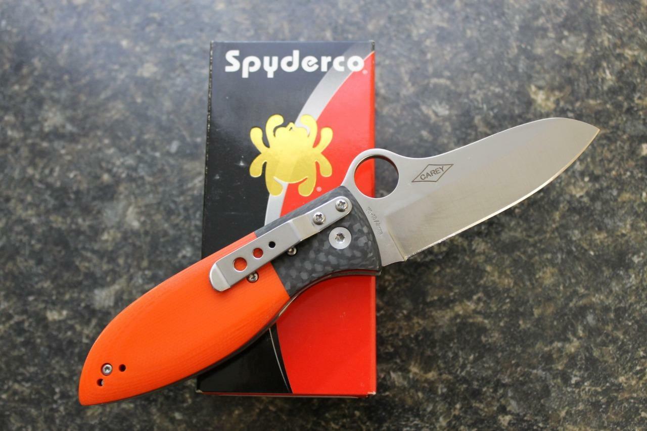 фото Нож складной peter carey design firefly™ spyderco 184gpor, сталь vg-10 satin plain, рукоять стеклотекстолит g10/карбон, оранжевый