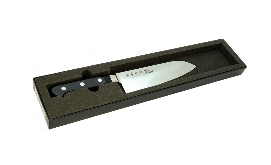 Нож Сантоку RyuSen Blazen Tojiro, RYS-70, сталь Super Gold, чёрный, в подарочной коробке - фото 2