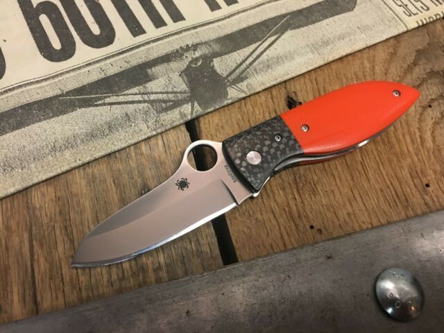 фото Нож складной peter carey design firefly™ spyderco 184gpor, сталь vg-10 satin plain, рукоять стеклотекстолит g10/карбон, оранжевый