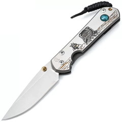 Фото Складной нож Chris Reeve Large Sebenza 21, сталь S35VN, рукоять титановый сплав, гравировка астронавт на луне