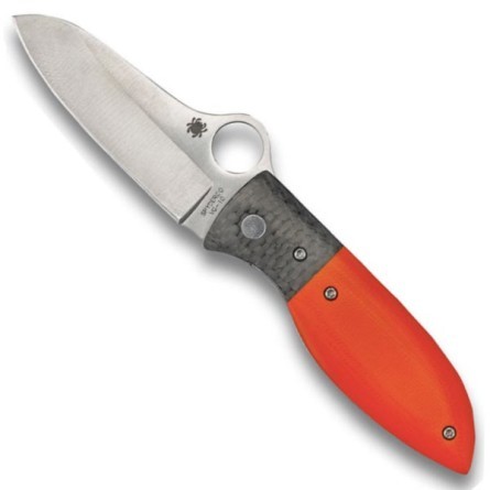 фото Нож складной peter carey design firefly™ spyderco 184gpor, сталь vg-10 satin plain, рукоять стеклотекстолит g10/карбон, оранжевый