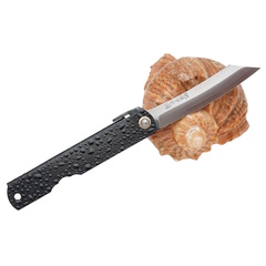 Фото Складной нож Nagao Higonokami Water splash, 80мм, сталь Aogami, рукоять металл, черный