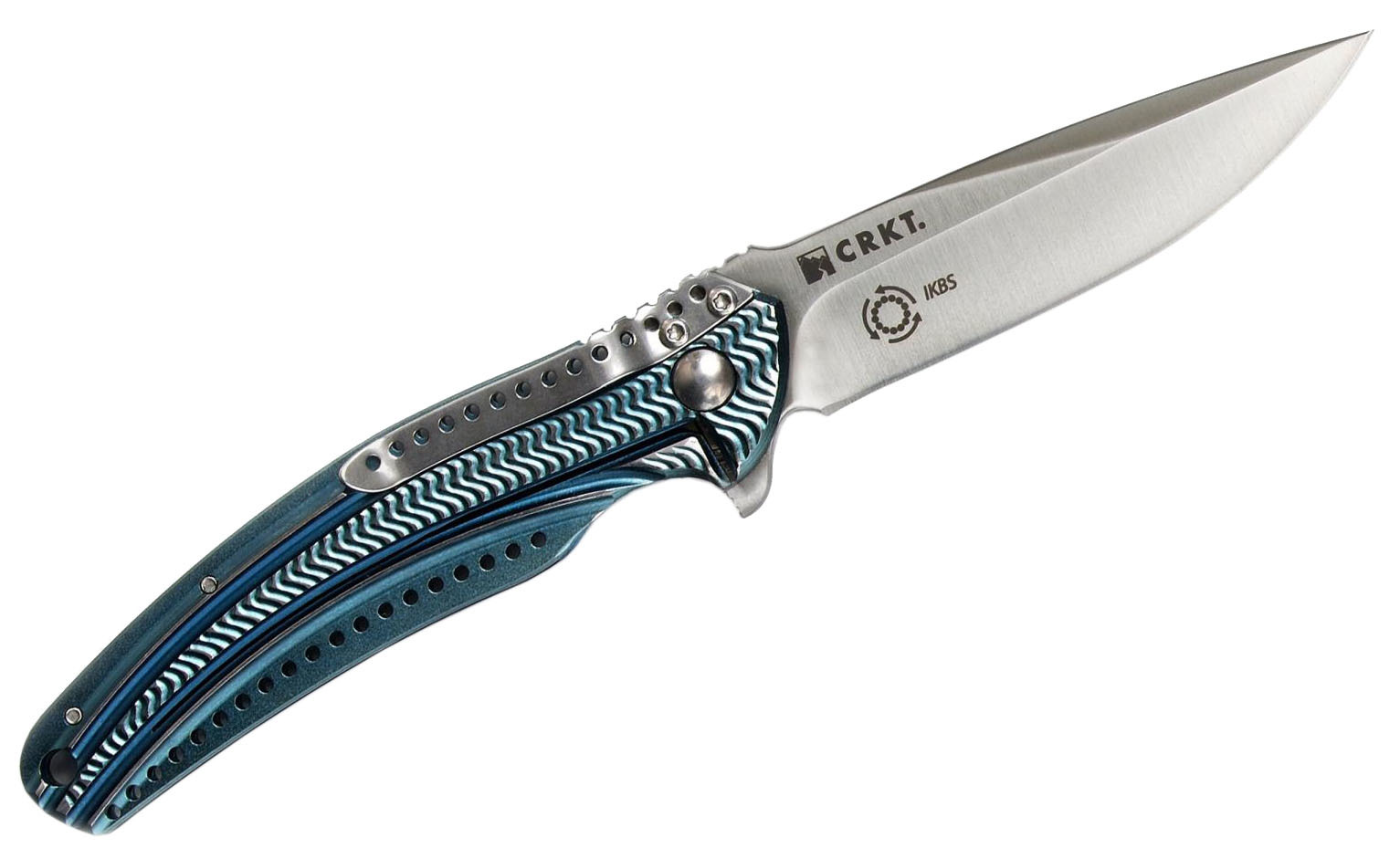 фото Складной нож crkt ripple 2 blue, сталь acuto 440, рукоять нержавеющая сталь