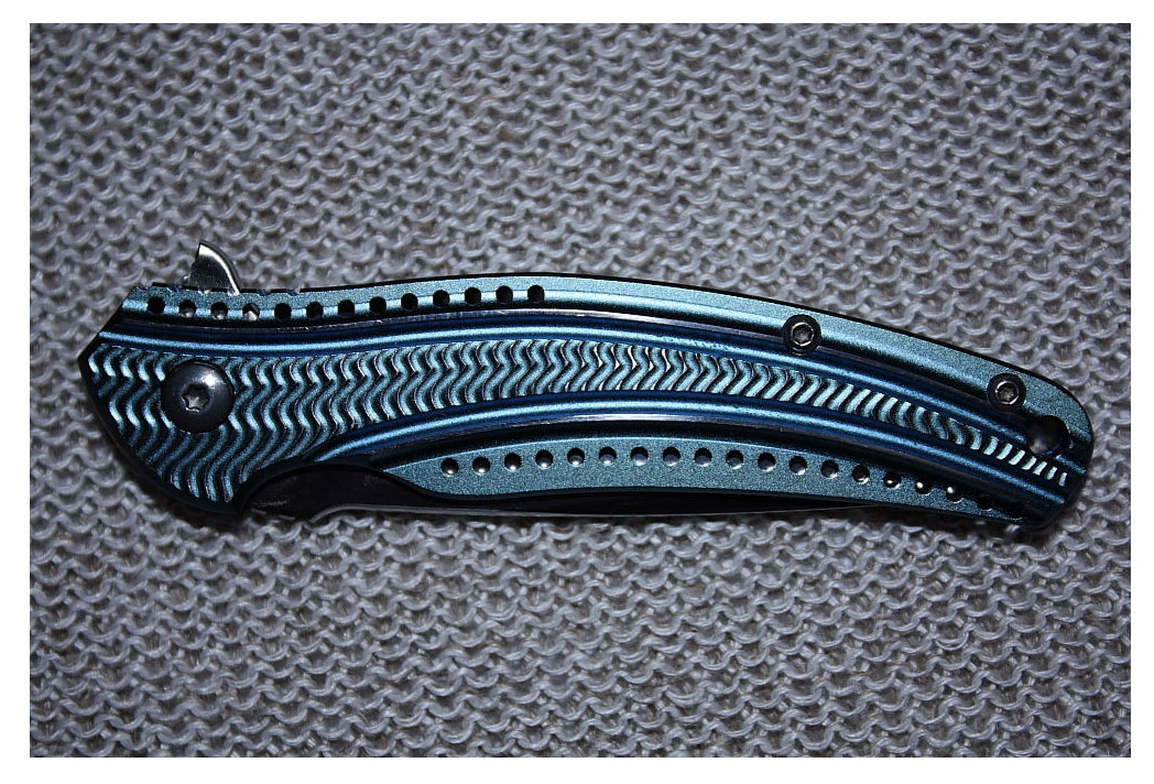 фото Складной нож crkt ripple 2 blue, сталь acuto 440, рукоять нержавеющая сталь