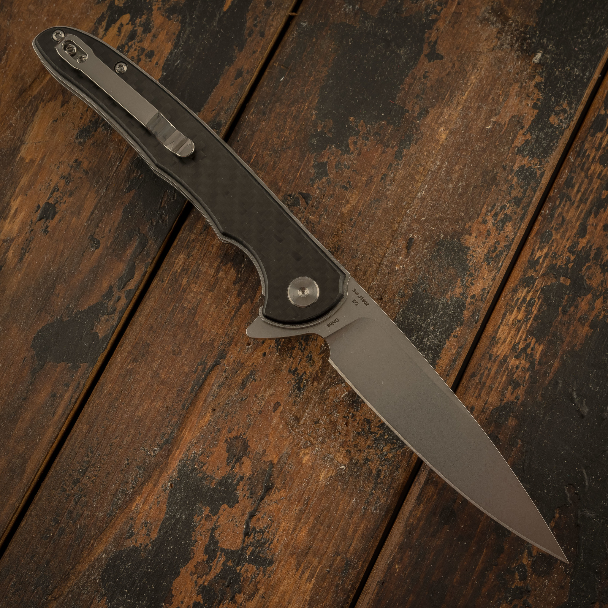 фото Складной нож cjrb briar, сталь d2, рукоять карбон cjrb cutlery