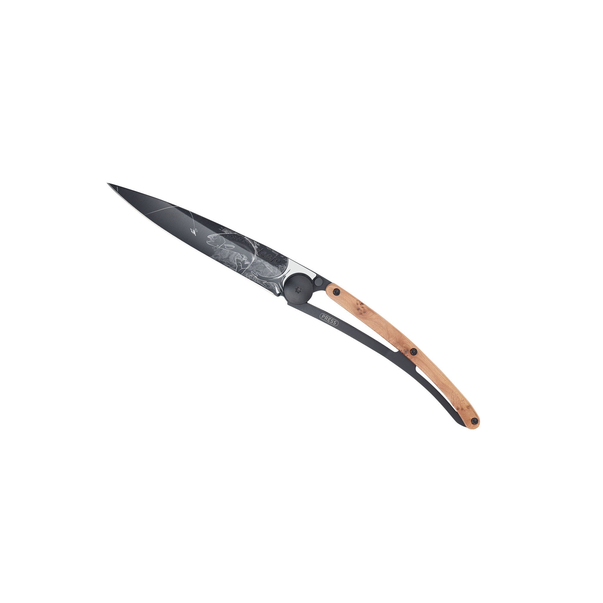Складной нож DEEJO TATTOO BLACK 37G, Trout от Ножиков