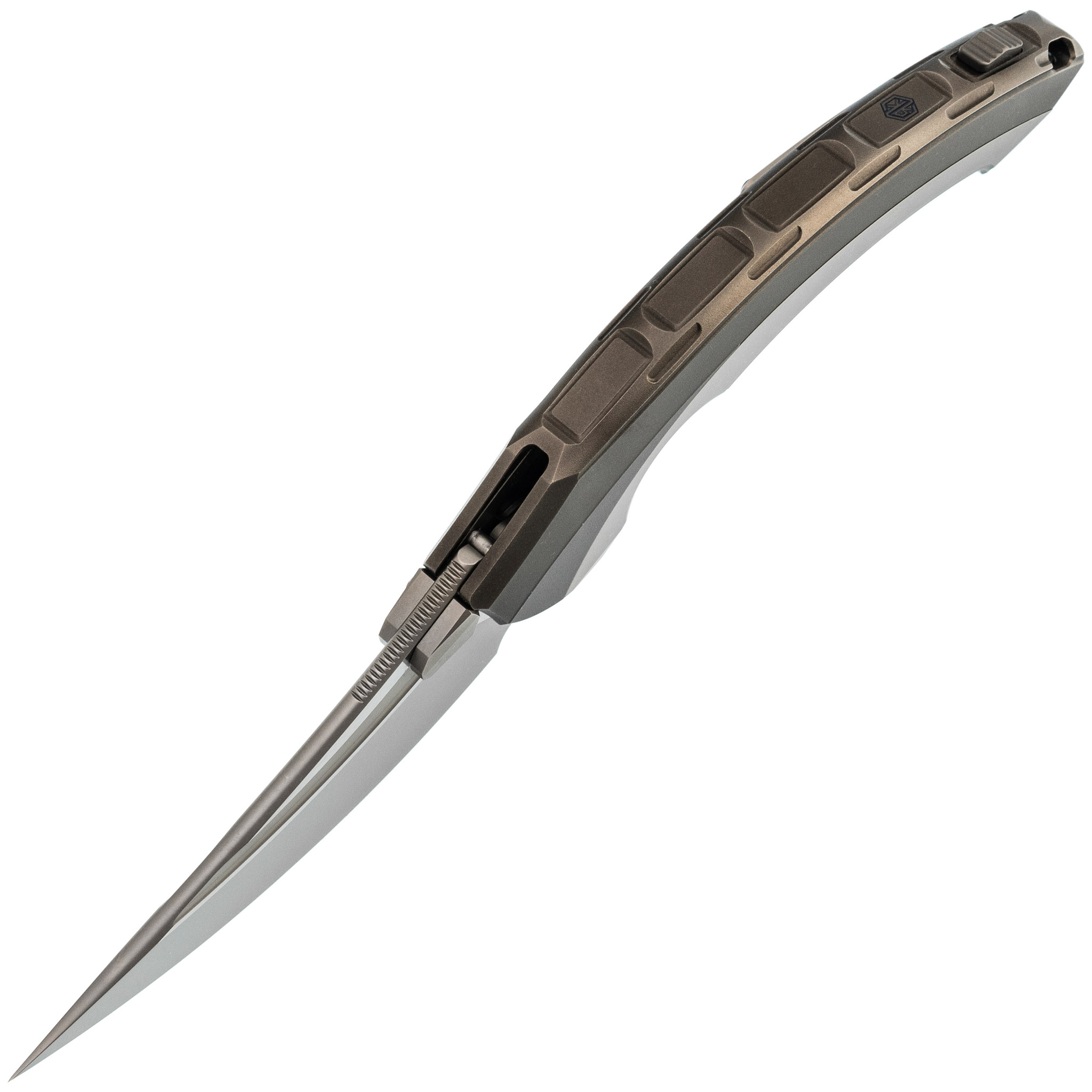 Складной нож Rike Knife Lamella Grey , сталь M390, рукоять титан - фото 2