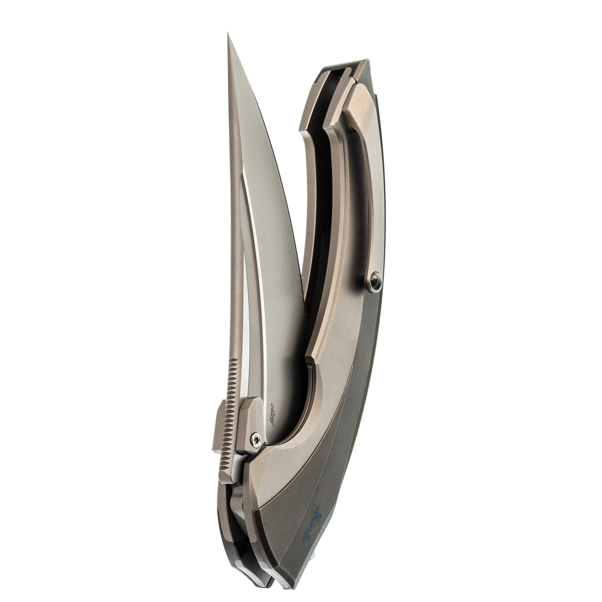 Складной нож Rike Knife Lamella Grey , сталь M390, рукоять титан - фото 6