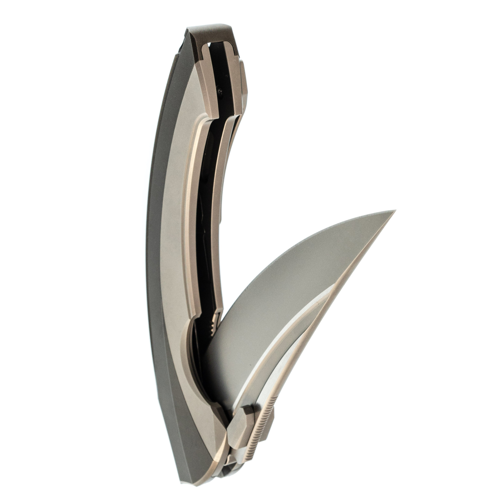 Складной нож Rike Knife Lamella Grey , сталь M390, рукоять титан - фото 5