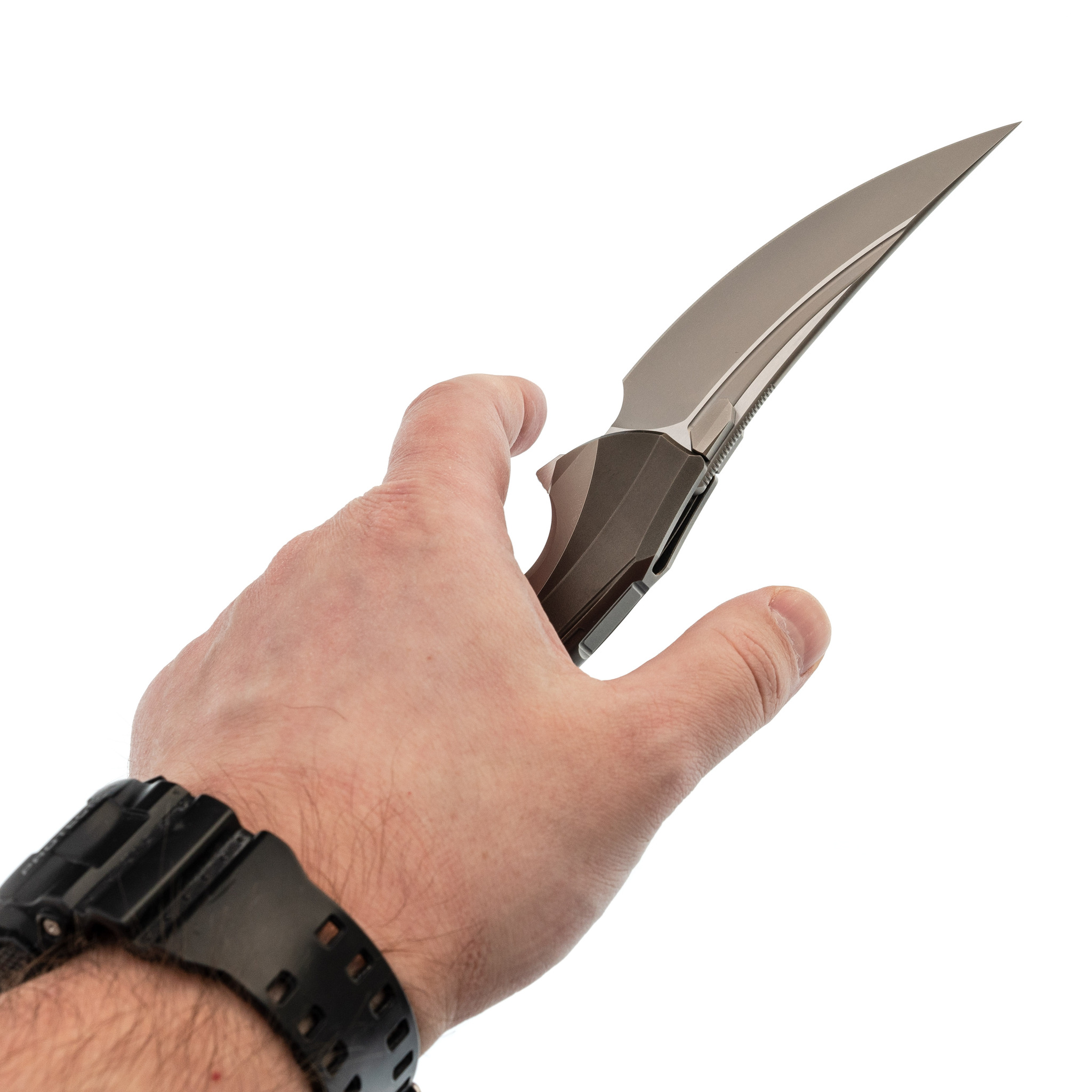Складной нож Rike Knife Lamella Grey , сталь M390, рукоять титан - фото 8