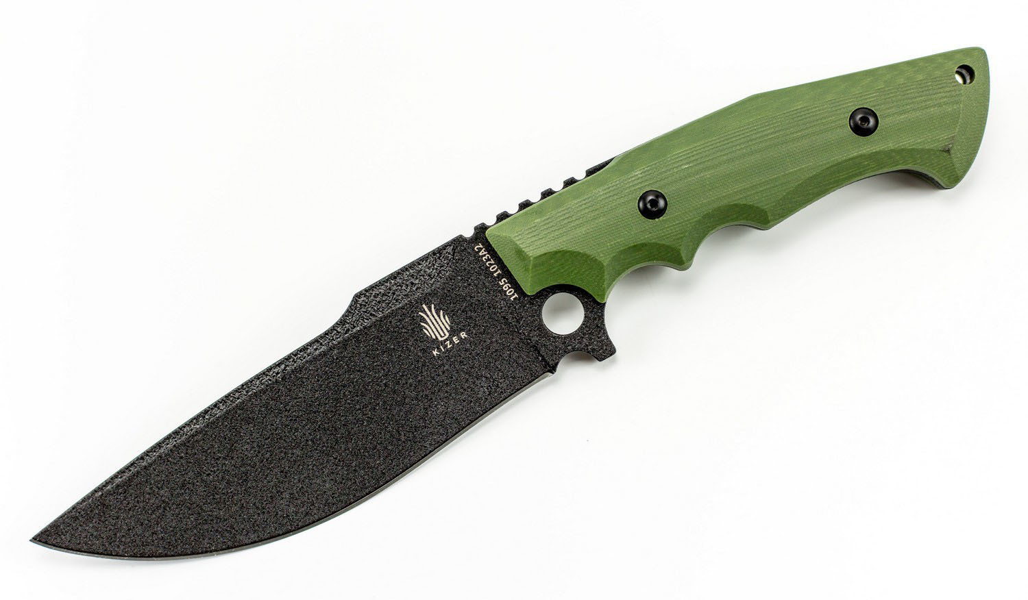 Нож Kizer Salient E613, сталь 1095 Carbon Steel, зеленая рукоять g10 - фото 1