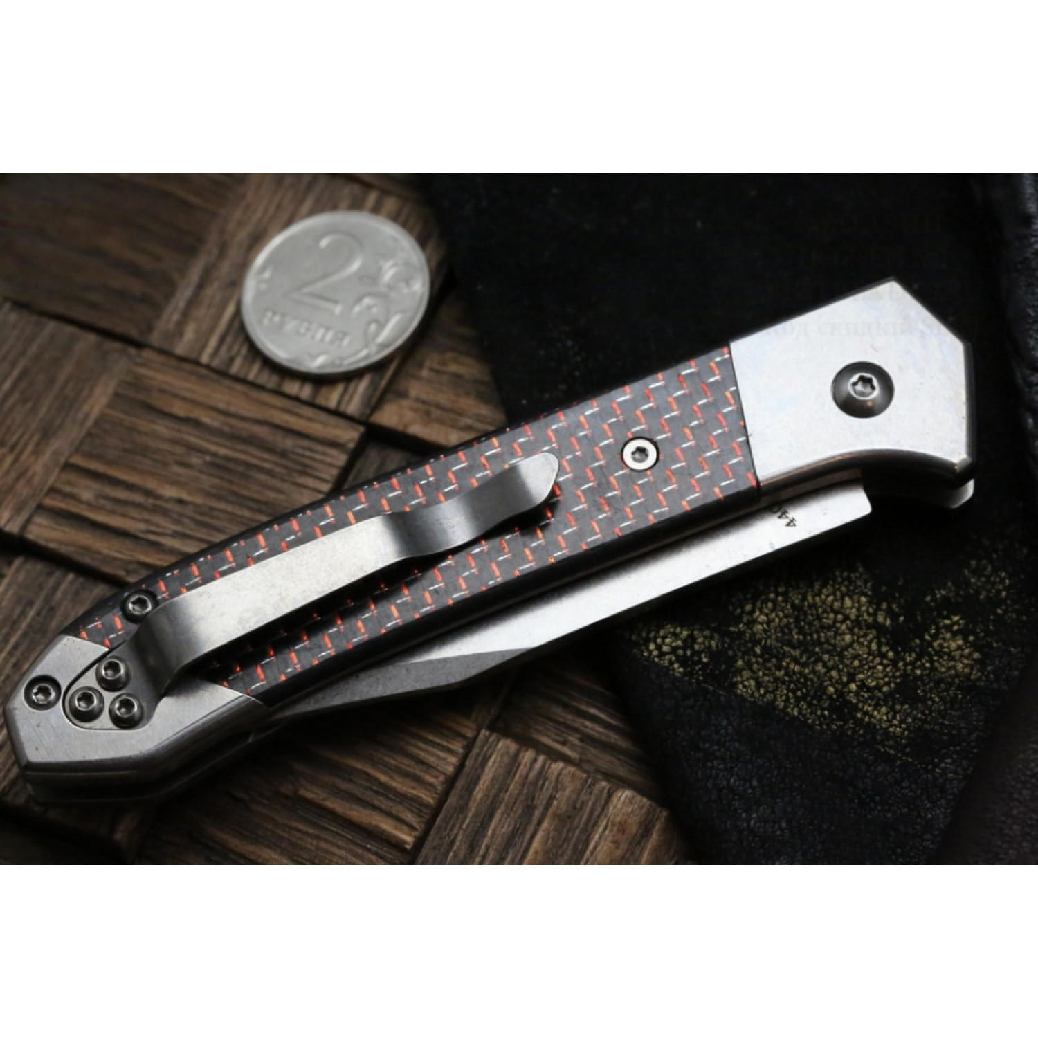 Полуавтоматический складной нож Magnum Rubico Auto - Boker 01SC054, сталь 440A Stonewash, рукоять карбон/нержавеющая сталь, чёрно-красный от Ножиков