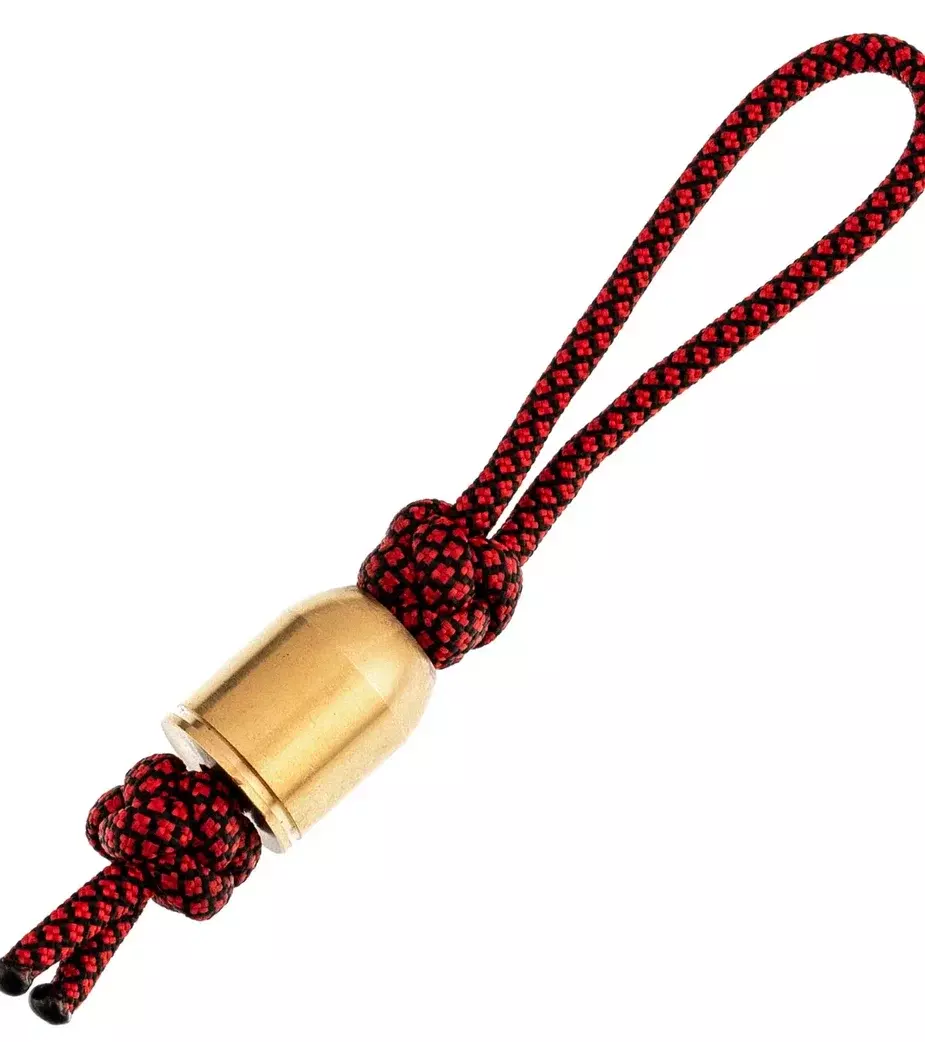 фото Темляк для ножа малый с бусиной "патрон агс" латунь, красный foku-cord