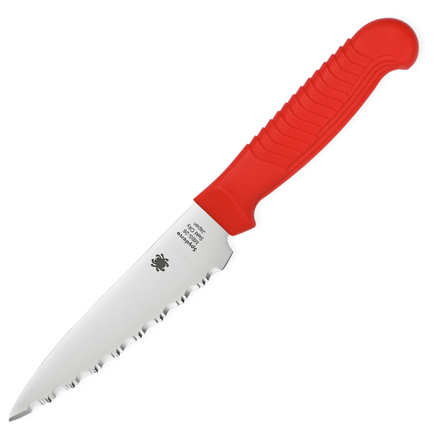 Нож кухонный универсальный Spyderco Utility Knife K05SRD, сталь MBS-26 Serrated 11.4 см, рукоять полипропилен, красный