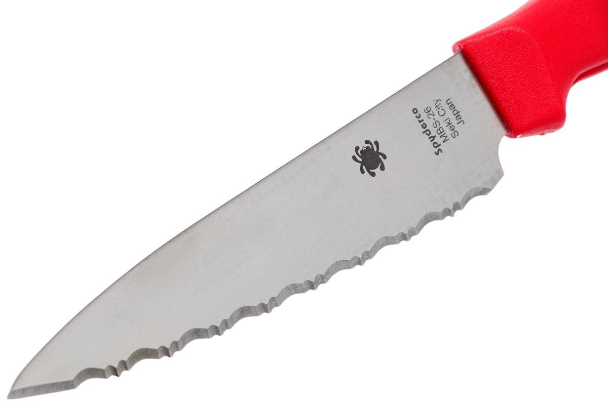 Нож кухонный универсальный Spyderco Utility Knife K05SRD, сталь MBS-26 Serrated 11.4 см, рукоять полипропилен, красный от Ножиков