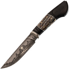 Фото Авторский нож Затерянный мир, сталь мозаичный дамаск, подарочная шкатулка