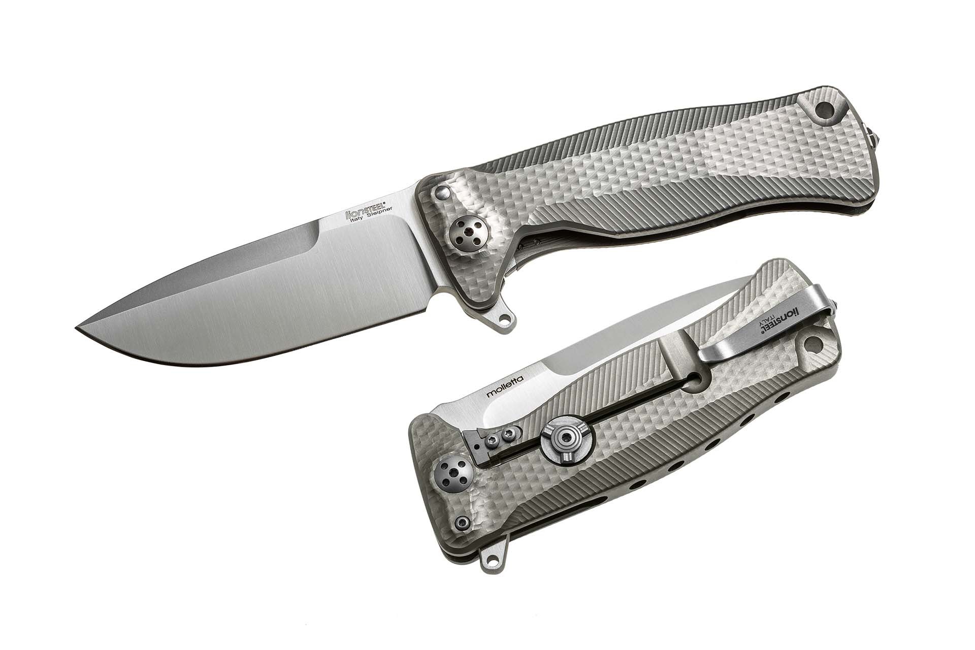 фото Нож складной lionsteel sr11 g (grey), сталь uddeholm sleipner® satin, рукоять титан по технологии solid®, серый lion steel