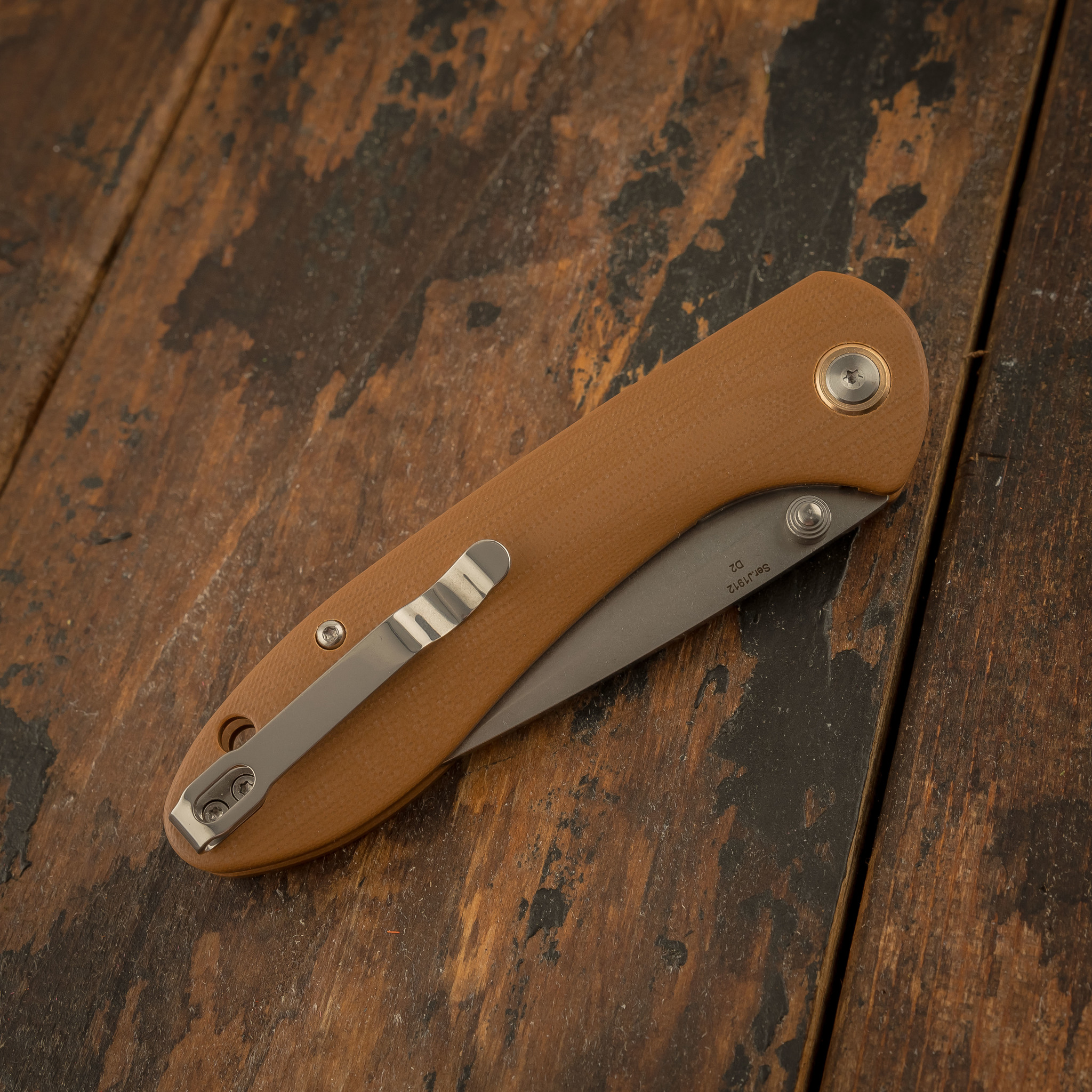Складной нож CJRB Feldspar, сталь D2, Brown G10 - фото 7