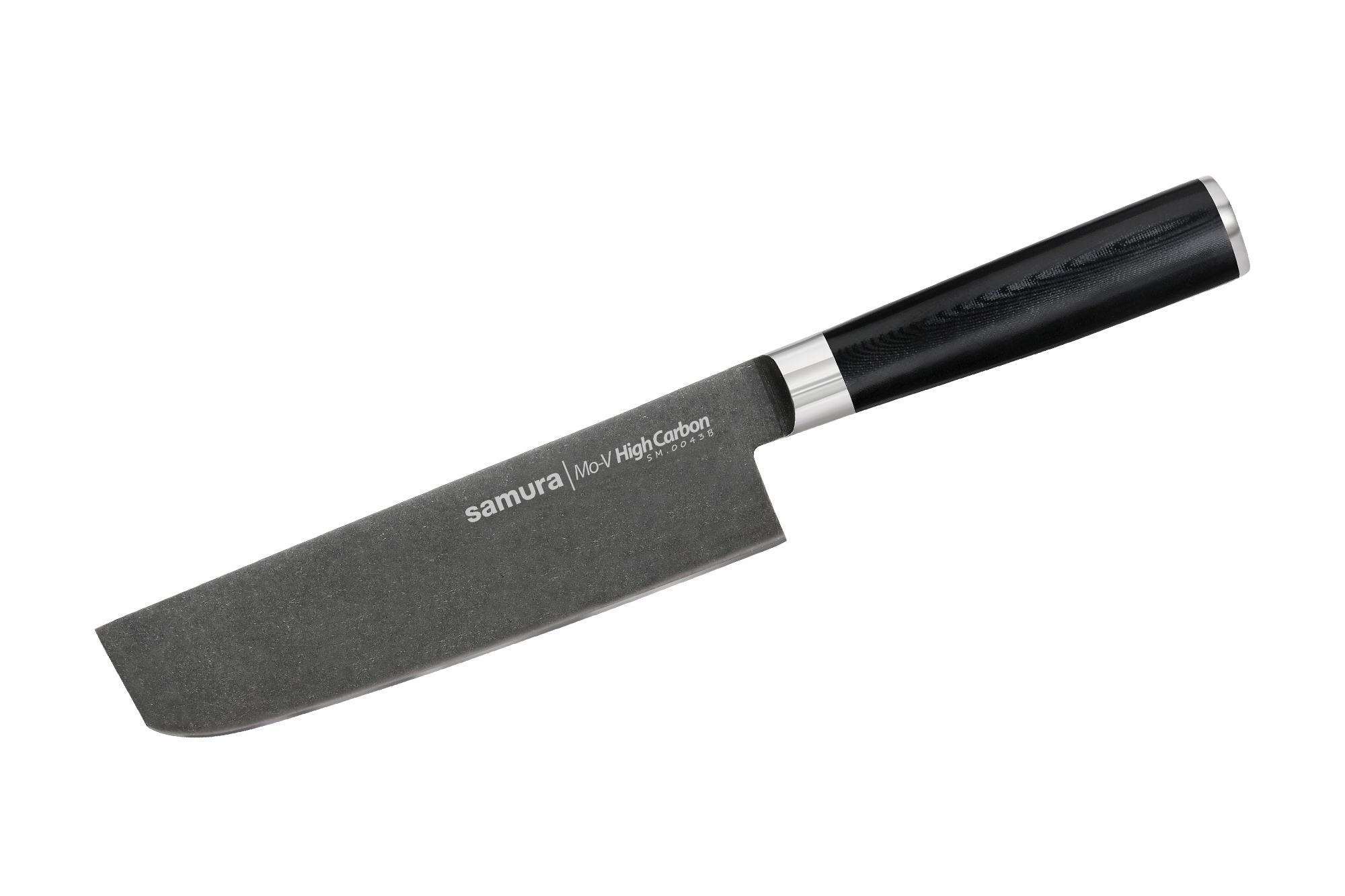 фото Кухонный нож накири samura mo-v stonewash 167 мм, сталь aus-8, рукоять g10