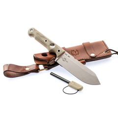 Фото Нож White River FIRECRAFT 5 StoneWash, сталь CPM S35VN, рукоять серо-зеленая микарта, кожаный чехол