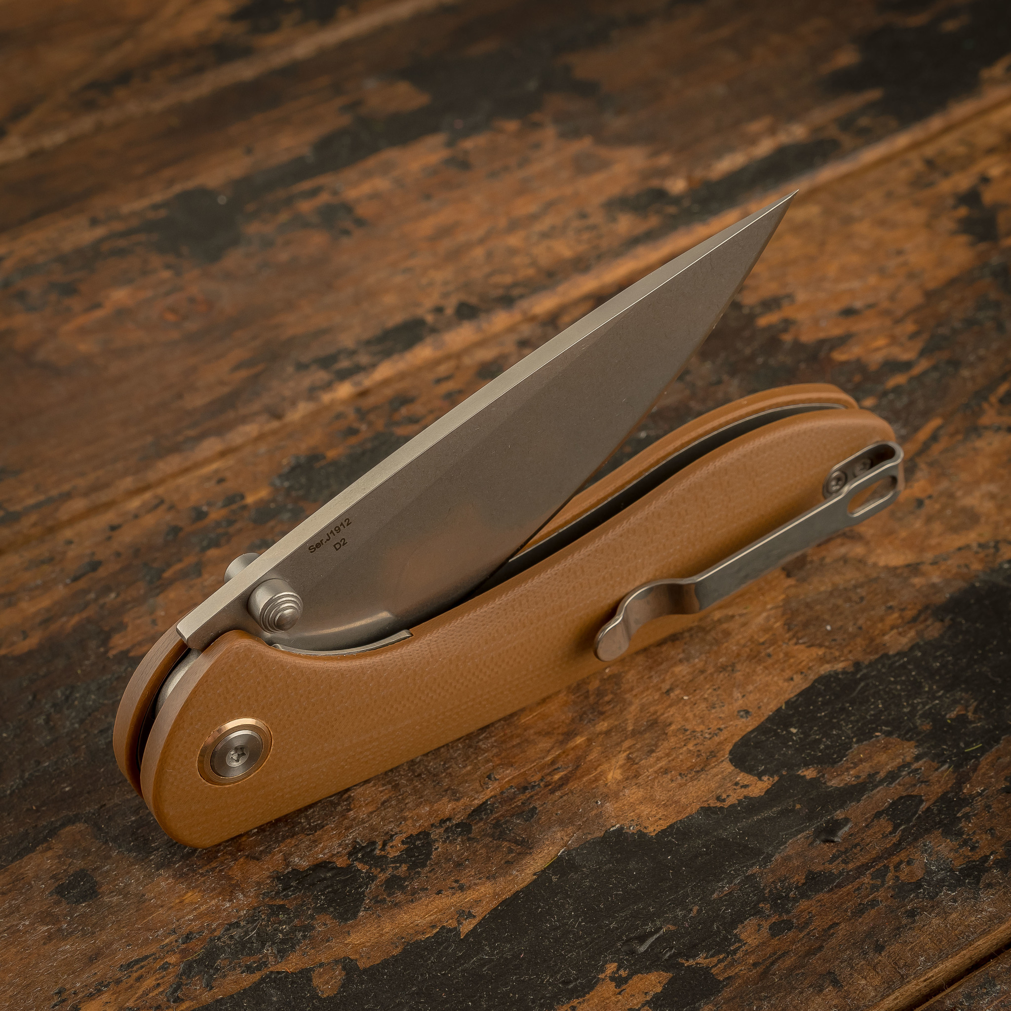 Складной нож CJRB Feldspar, сталь D2, Brown G10 - фото 9