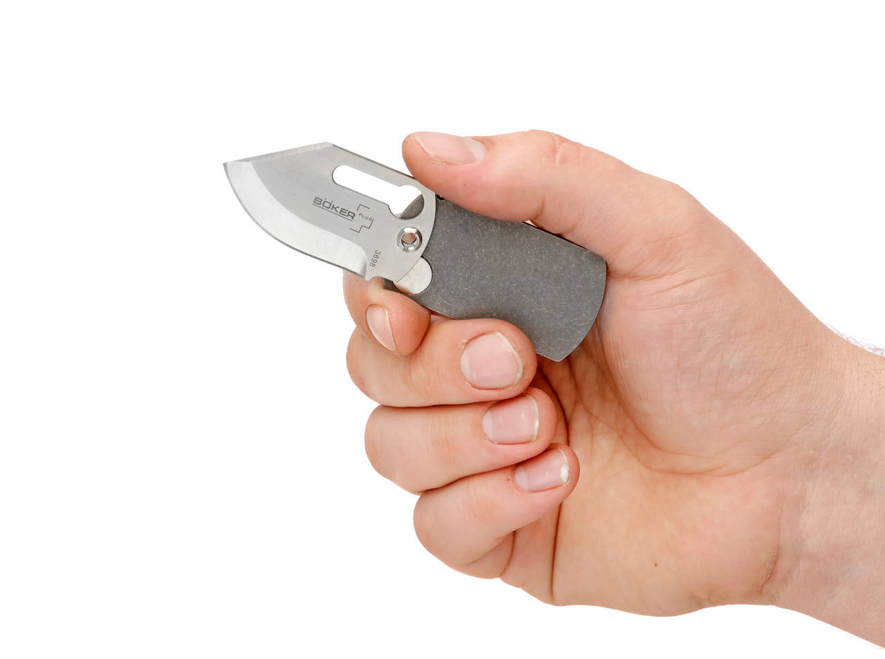 фото Нож складной "dog tag" knife titanium designed by john kubasek - boker plus 01bo210, сталь 440c satin plain, рукоять титан