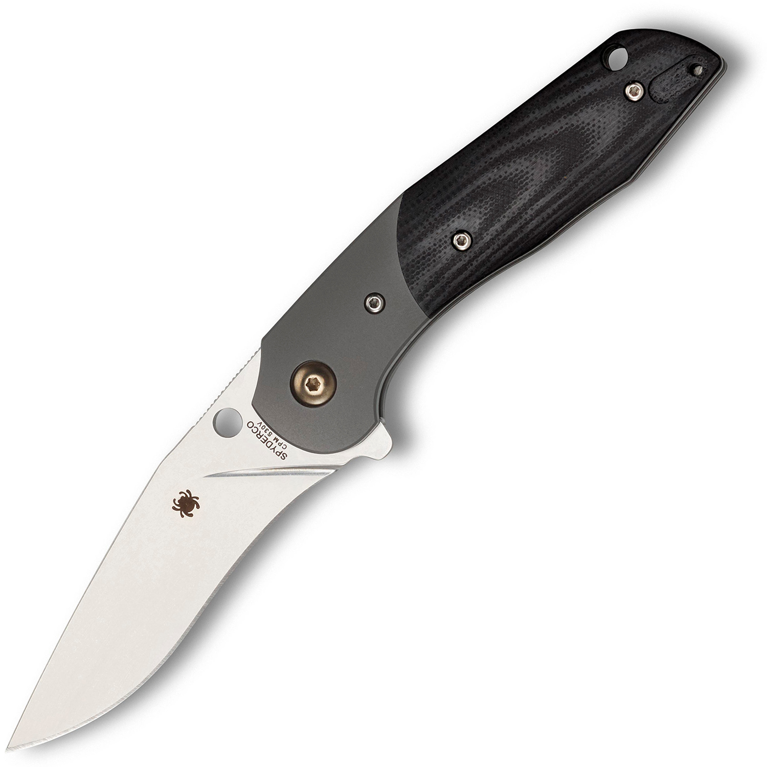 Нож складной Hanan Spyderco C227GP, сталь Crucible CPM® S30V™ Stonewash Plain, рукоять титан/стеклотекстолит G10