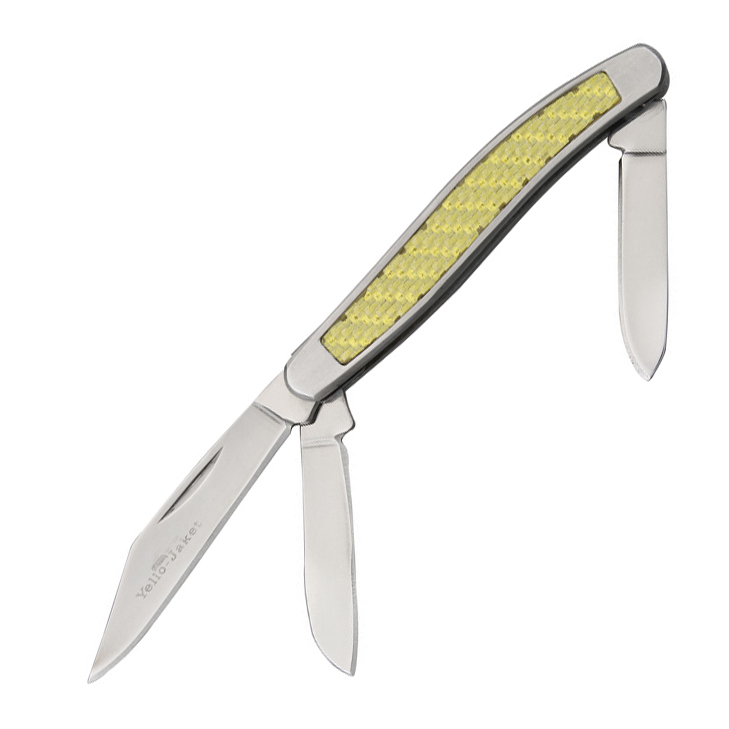 Складной нож Camillus Yello-Jaket 3 Blade Whittler, сталь AUS-8, рукоять нержавеющая сталь, Carbon Fiber