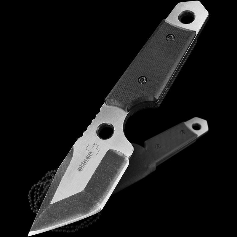 Нож с фиксированным клинком шейный Tantodashi, Boker Plus 02BO003, сталь 440C 2-Tone Satin / BlackWash, рукоять стеклотекстолит G10 - фото 4