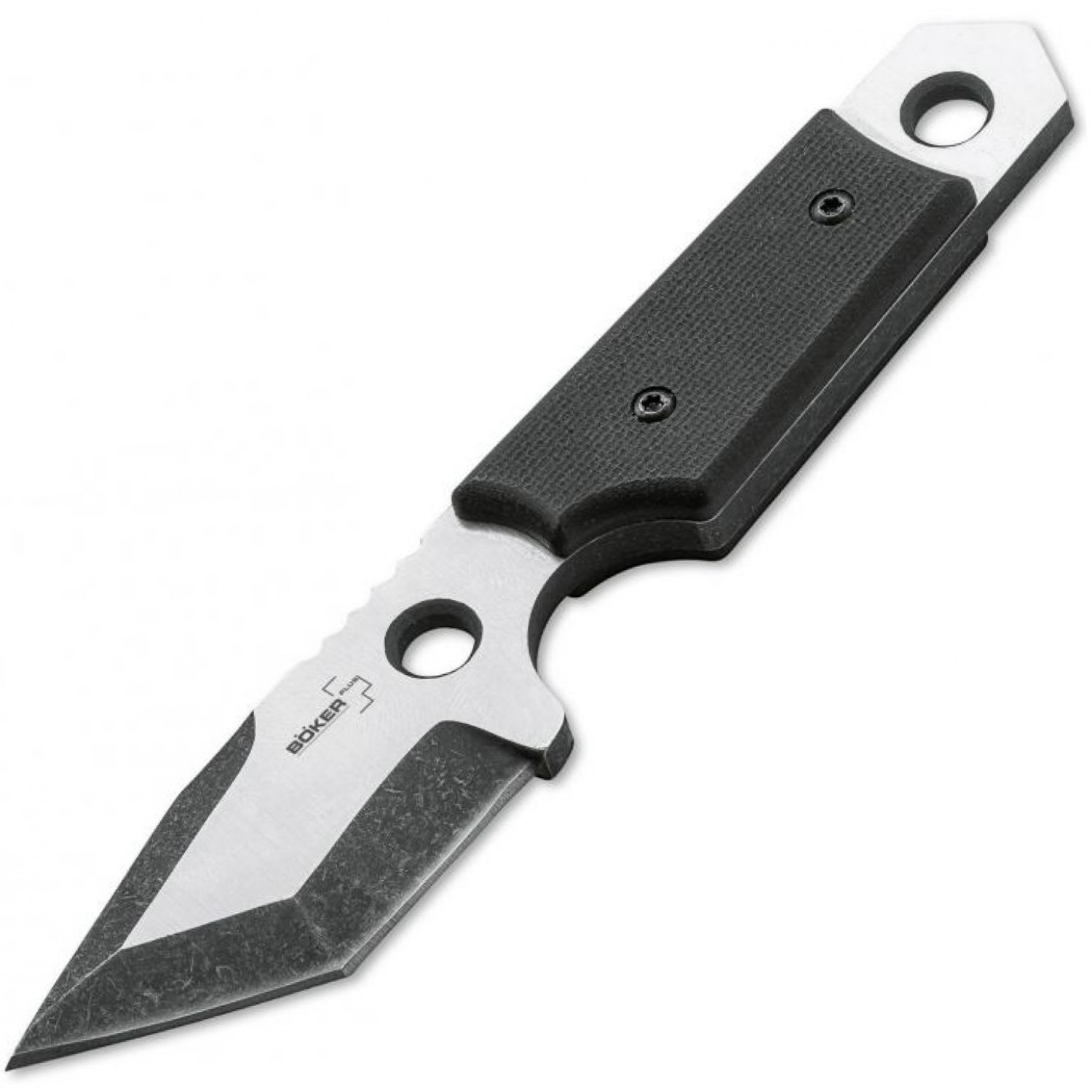 Нож с фиксированным клинком шейный Tantodashi, Boker Plus 02BO003, сталь 440C 2-Tone Satin / BlackWash, рукоять стеклотекстолит G10 - фото 1