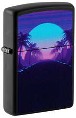 Фото Зажигалка ZIPPO Sunset Black с покрытием Black Light, латунь/сталь, чёрная, матовая