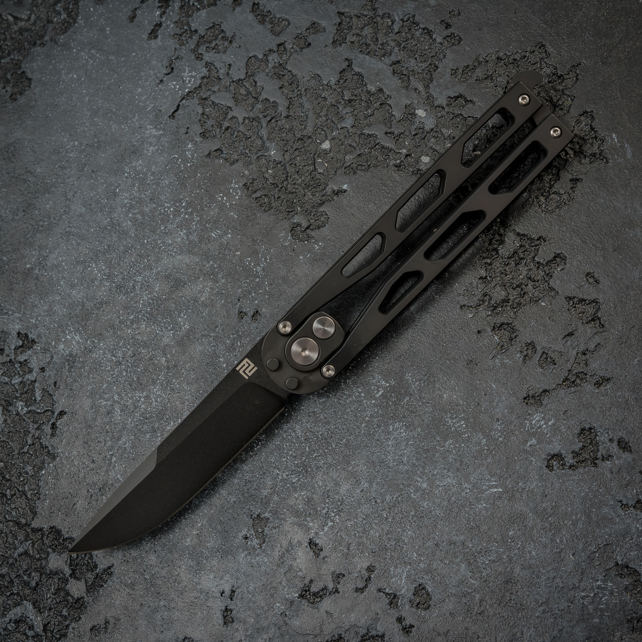 Автоматический нож бабочка Artisan Kinetic-Tool, D2 Steel black