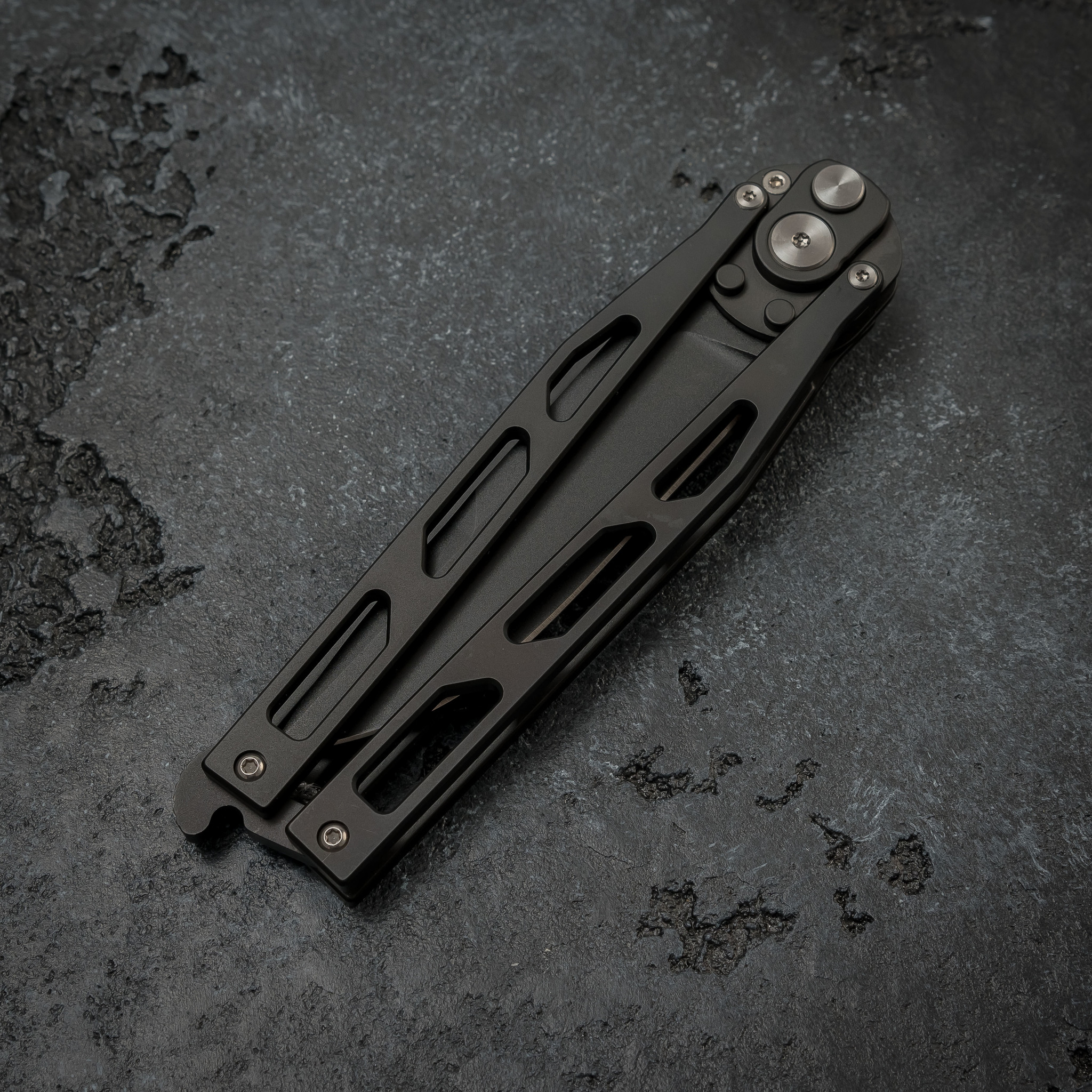 Автоматический нож бабочка Artisan Kinetic-Tool, D2 Steel black - фото 5