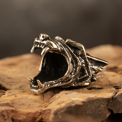 Фото Бусина для темляка Голова волка, мельхиор