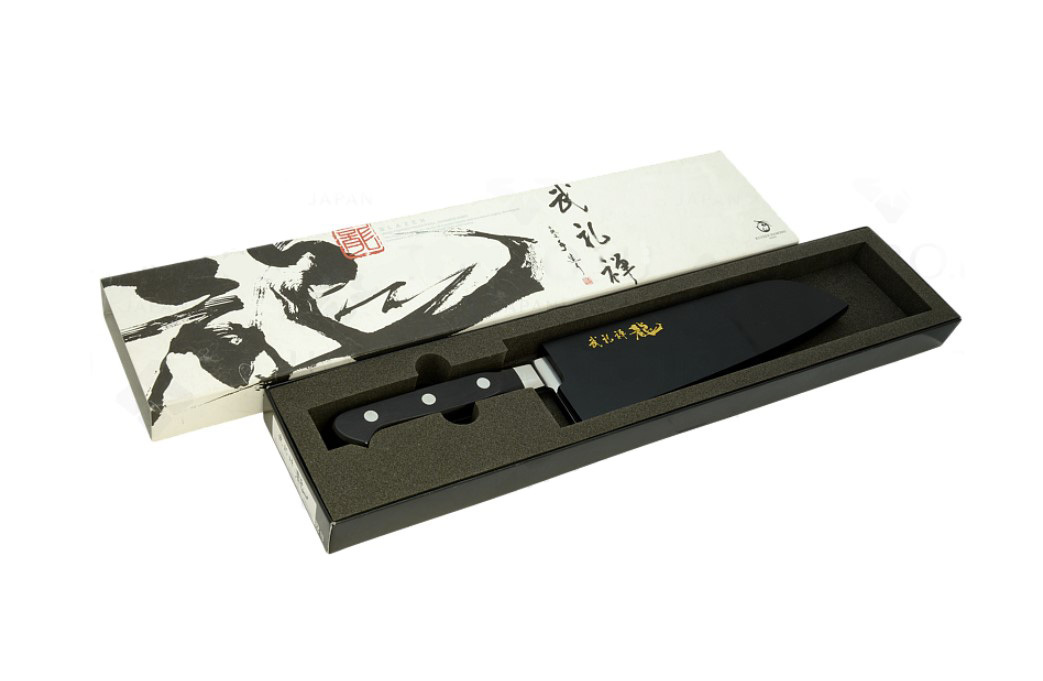 Нож Сантоку RyuSen Blazen Tojiro, RYS-70, сталь Super Gold, чёрный, в подарочной коробке от Ножиков