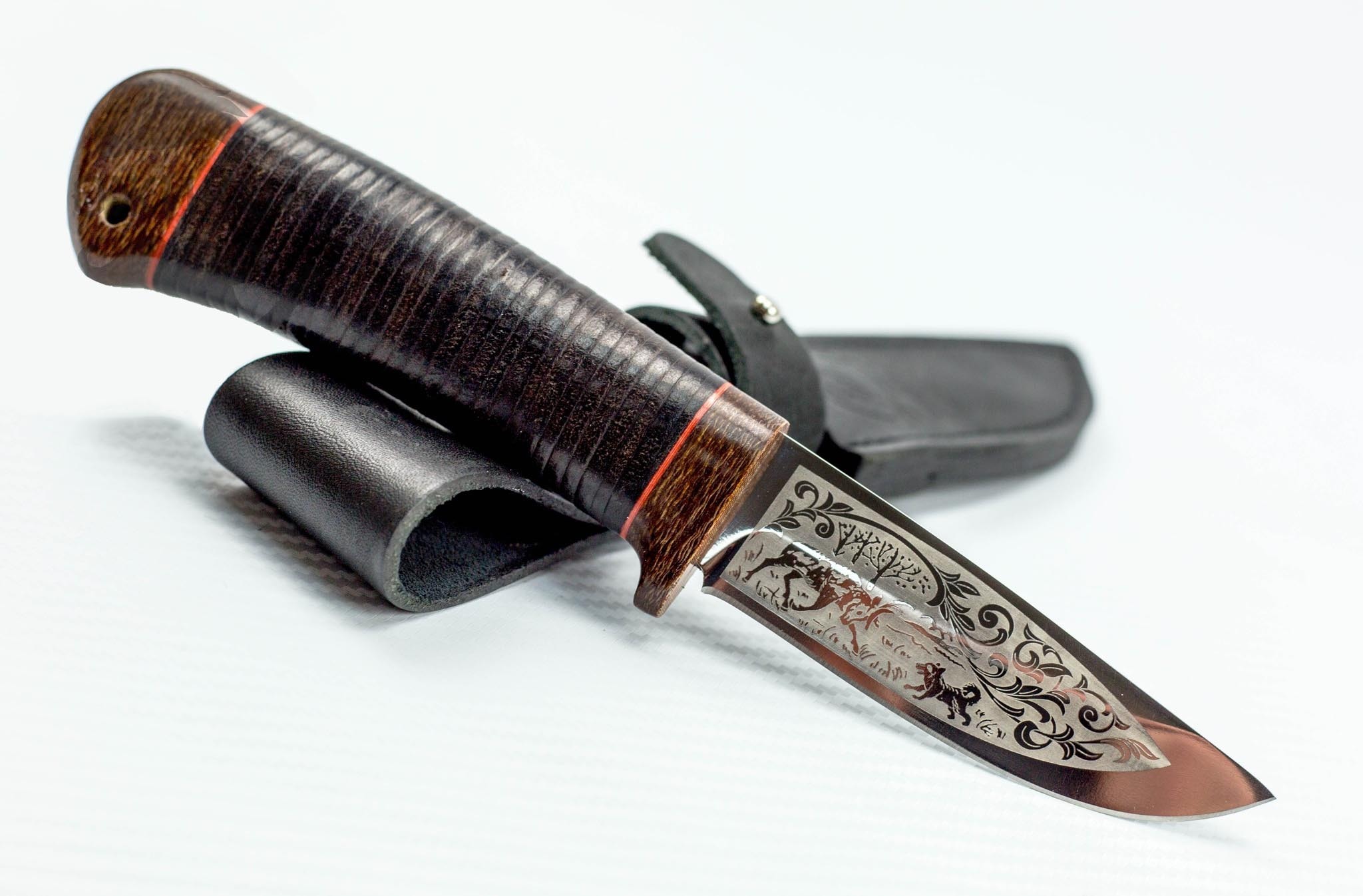 Нож Малек-2 с рисунком, кожа, Златоуст - фото 1