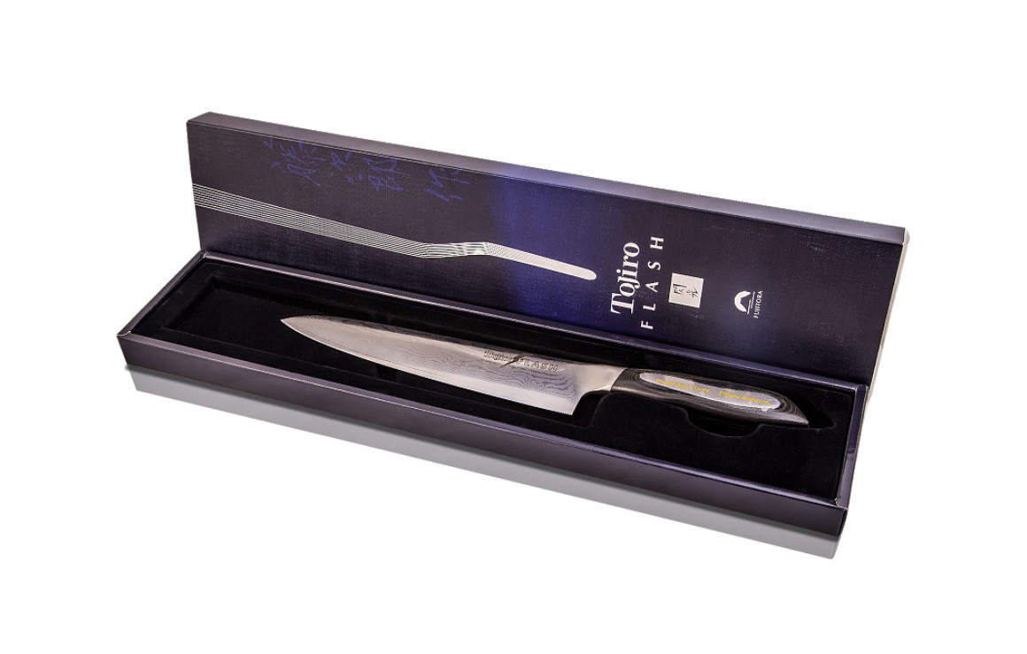 Нож Поварской Tojiro Flash, FF-CH210, сталь VG-10, чёрный, в картонной коробке - фото 2