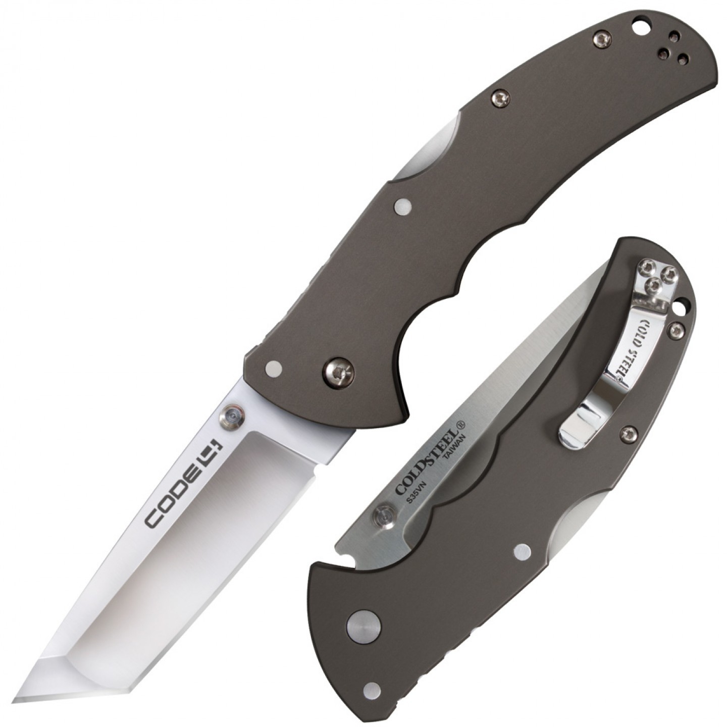 Складной нож Code-4 Tanto Point - Cold Steel 58PT, сталь CPM-S35VN, рукоять алюминий авторский нож паук сталь мозаичный дамаск рукоять стабилизированный граб вставка стабилизированный зуб мамонта