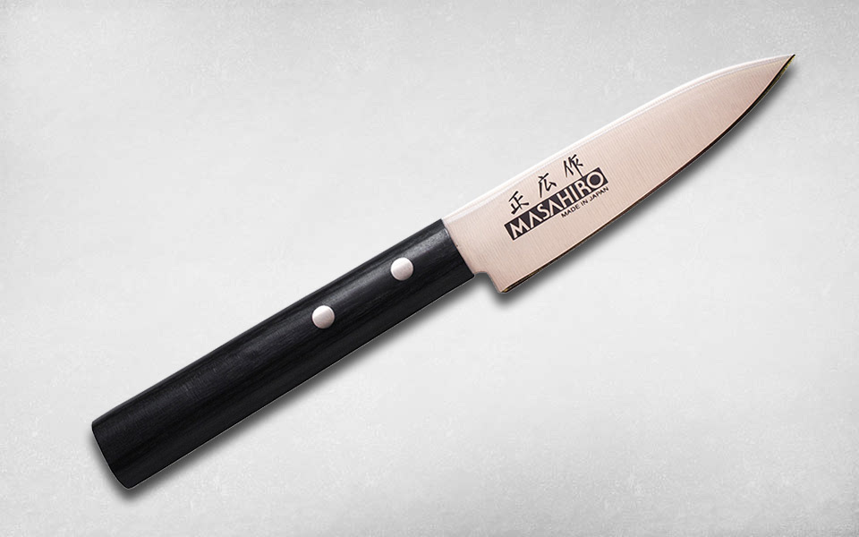Нож кухонный для овощей Sankei 90 мм, Masahiro, 35844, сталь AUS-8, стабилизированная древесина, чёрный