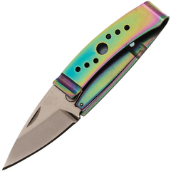 Фото Складной нож нажим для денег Sanrenmu 6031LUE-SX, сталь 8Cr13MoV, рукоять нержавеющая сталь, градиент