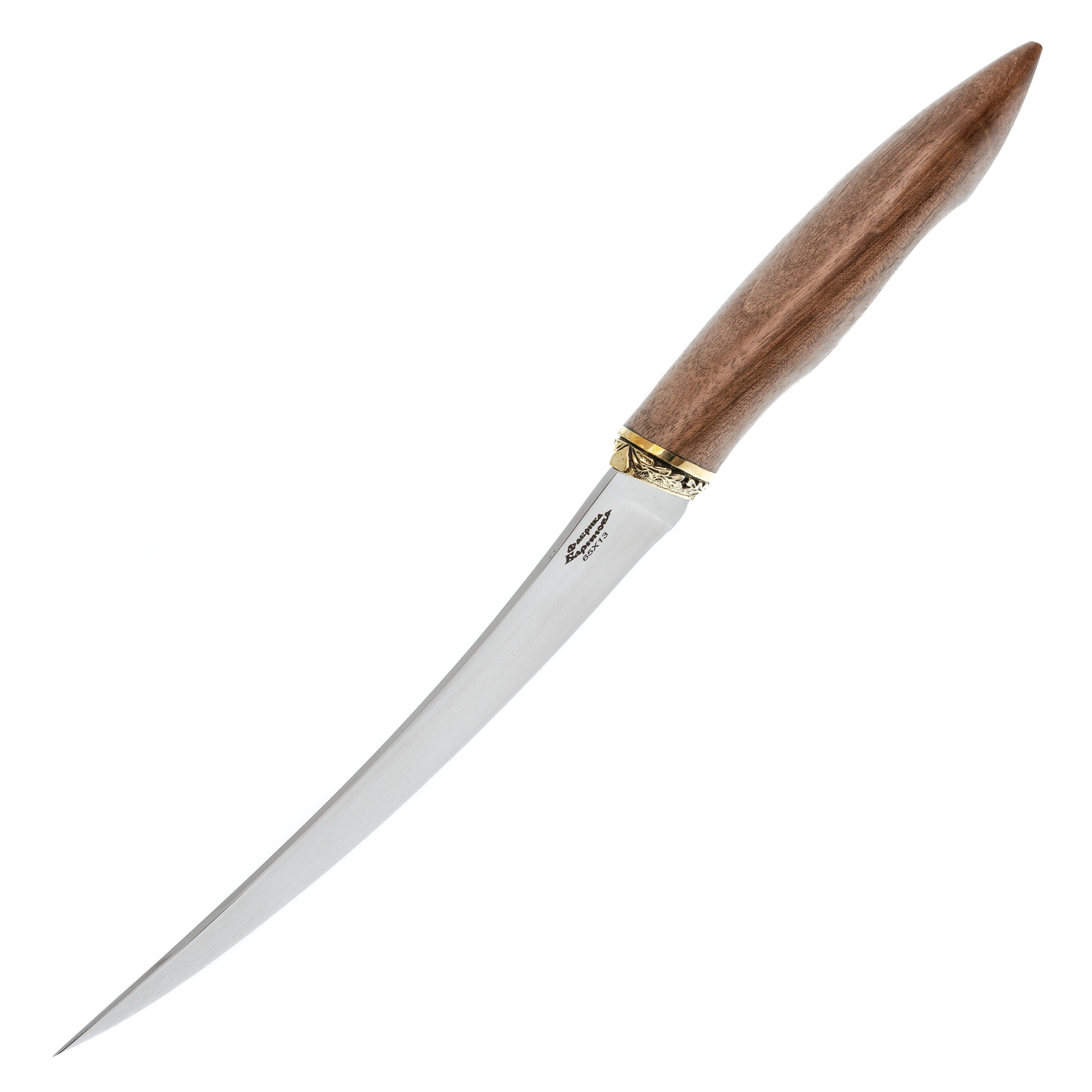 фото Нож филейный фин-2, сталь 65х13, рукоять орех фабрика баринова