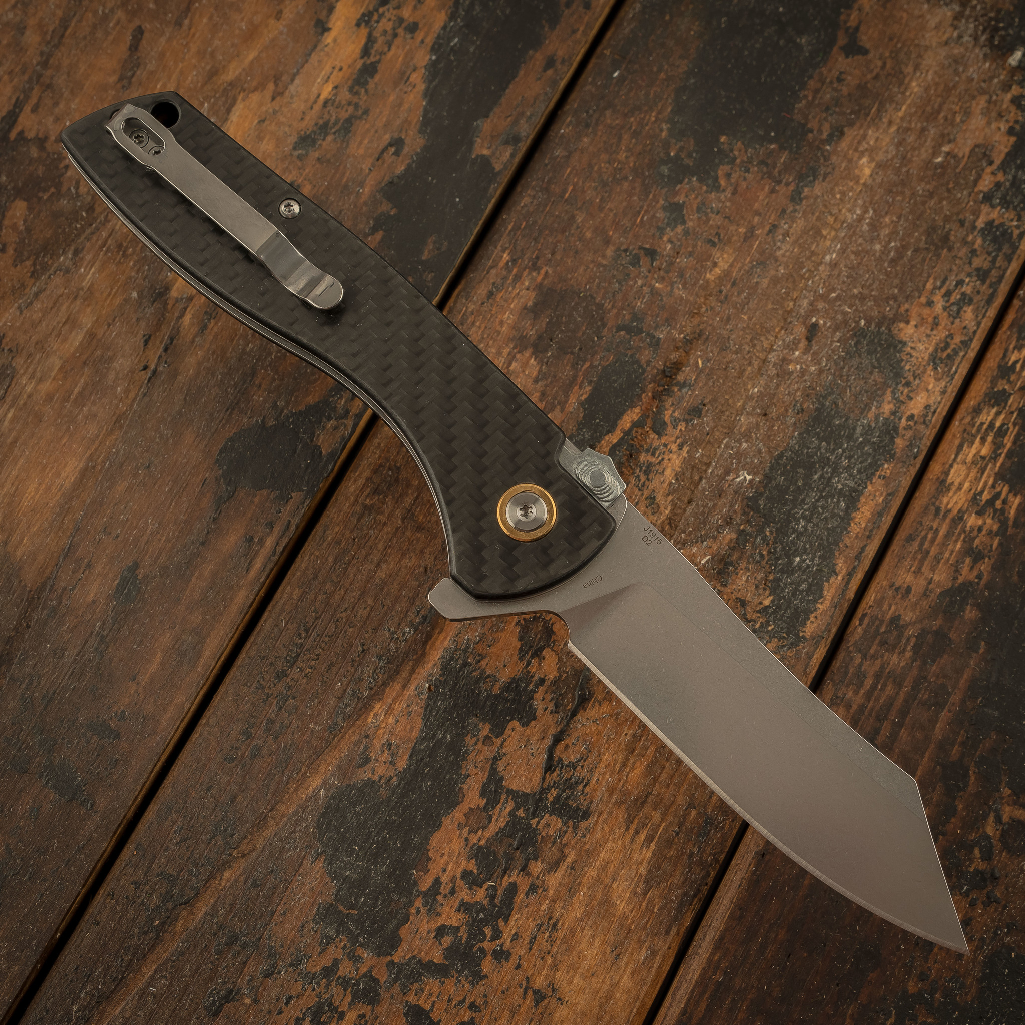 Складной нож CJRB Kicker, сталь D2, Carbon Fiber от Ножиков